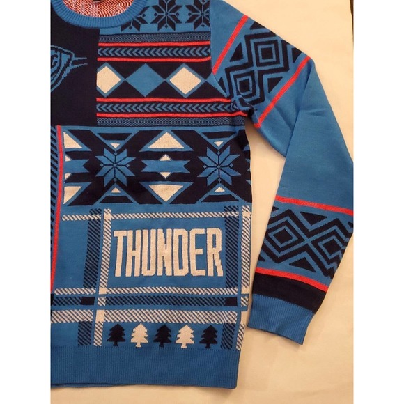 OKC Oklahoma City Thunder Ugly Christmas Sweater Mens Medium NBA Basketball 1c - Picture 4 of 9